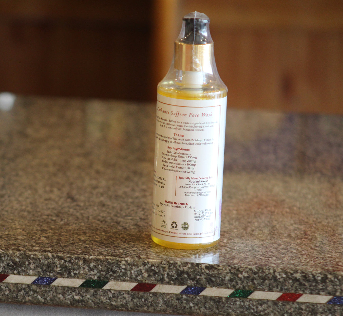 Raya Kashmiri Saffron Glow Face Wash (200ml) ✨ Brightens, Hydrates & Evens Skin Tone ✨